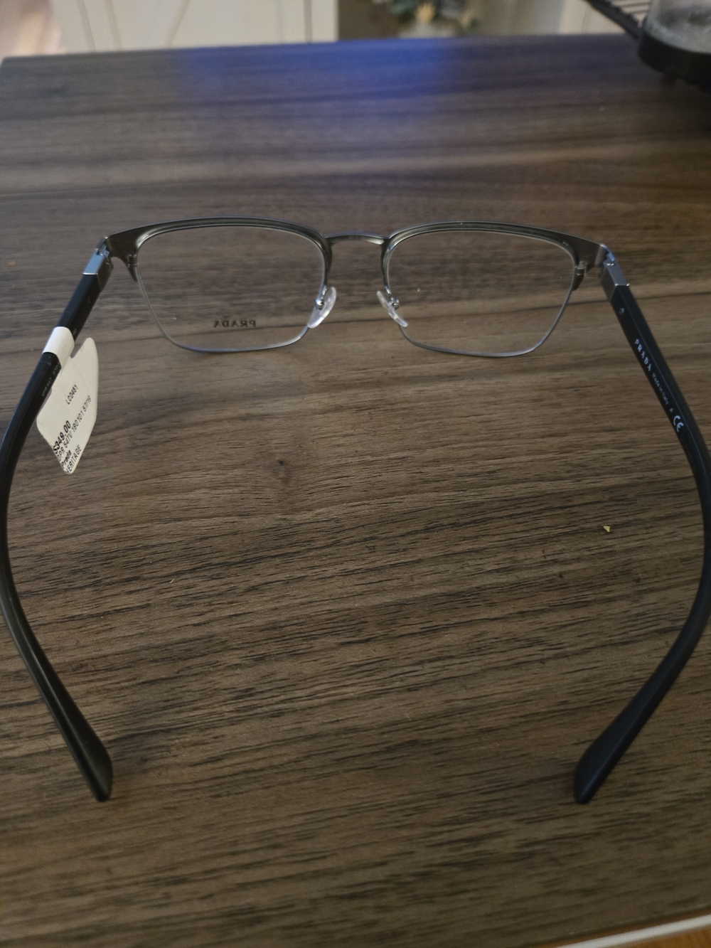 Prada Semi-Rim Rectangular Eyeglasses in Gunmetal - Picture 7 of 7